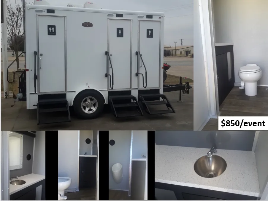 4 Stall 12' x 7' Restroom Trailer w/ A/C and heat (2 5/16" ball)