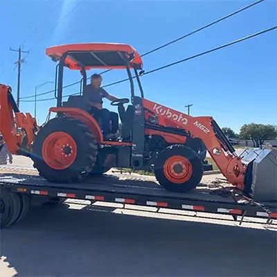 backhoe on trailer