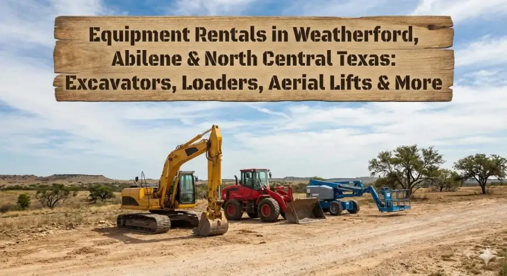 Rent excavators, loaders, and aerial lifts in Weatherford, Abilene, & North Central Texas. Get the right equipment for construction and farm projects.